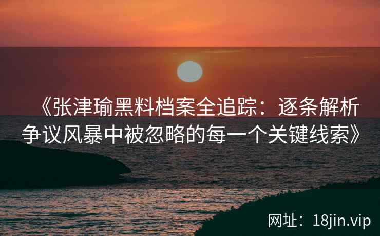《张津瑜黑料档案全追踪：逐条解析争议风暴中被忽略的每一个关键线索》