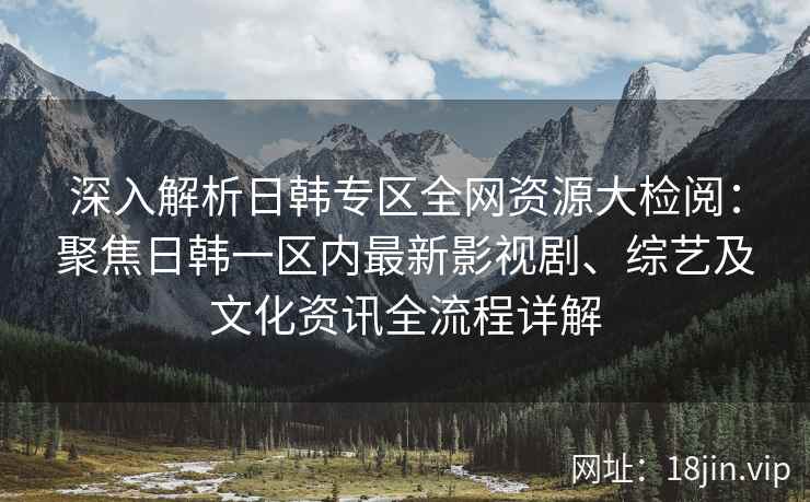深入解析日韩专区全网资源大检阅：聚焦日韩一区内最新影视剧、综艺及文化资讯全流程详解